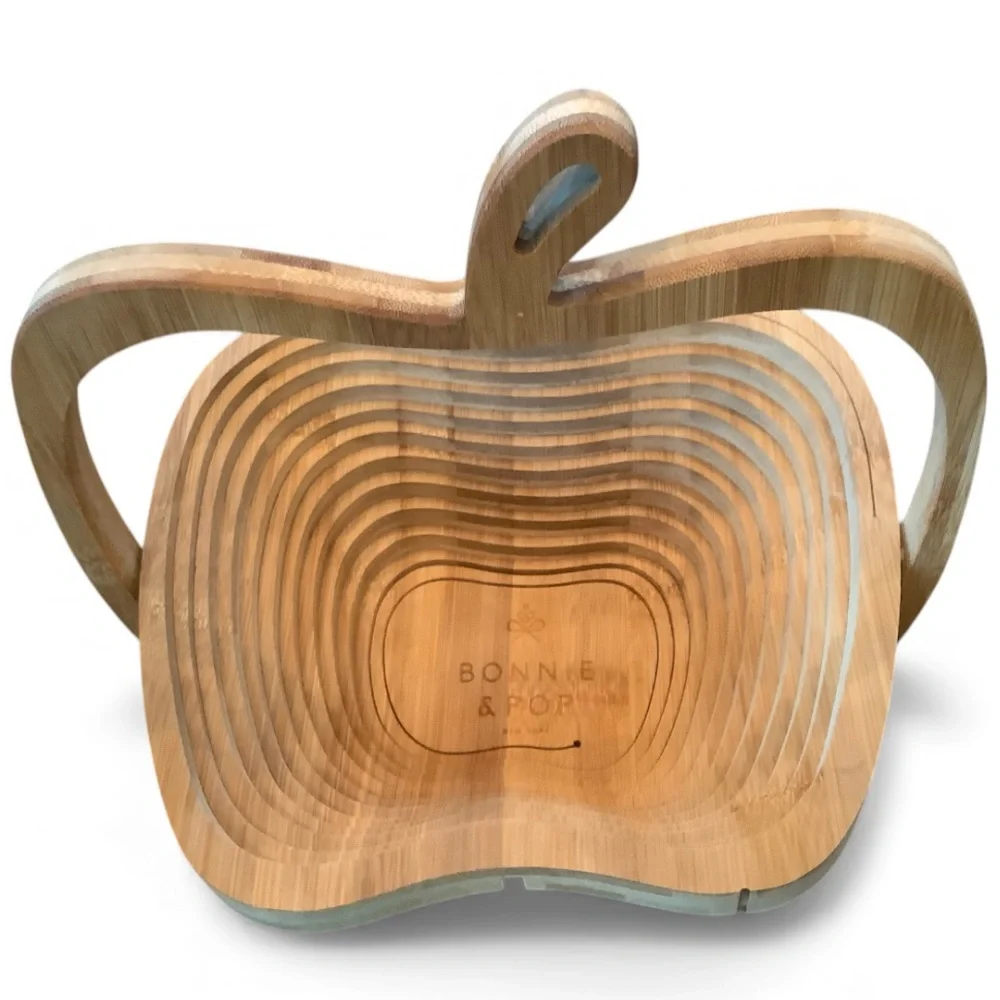 Bonnie & Pop Williams Sonoma Apple Wooden Collapsible Basket Tray Serving Dish